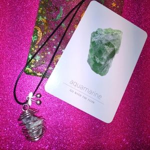 Green aquamarine caged necklace